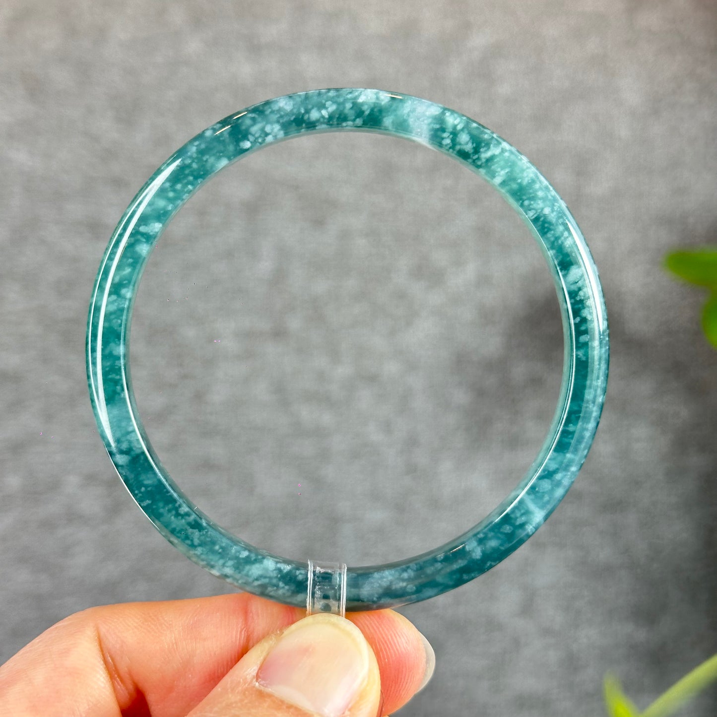 Water Green Jadeite Jade Bangle Thin Leaf Style Size 61 mm