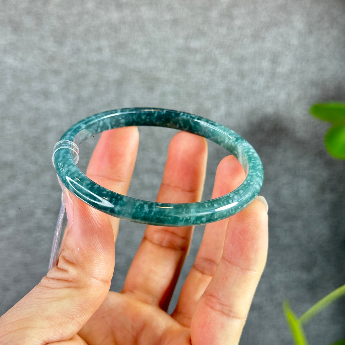 Water Green Jadeite Jade Bangle Thin Leaf Style Size 61 mm