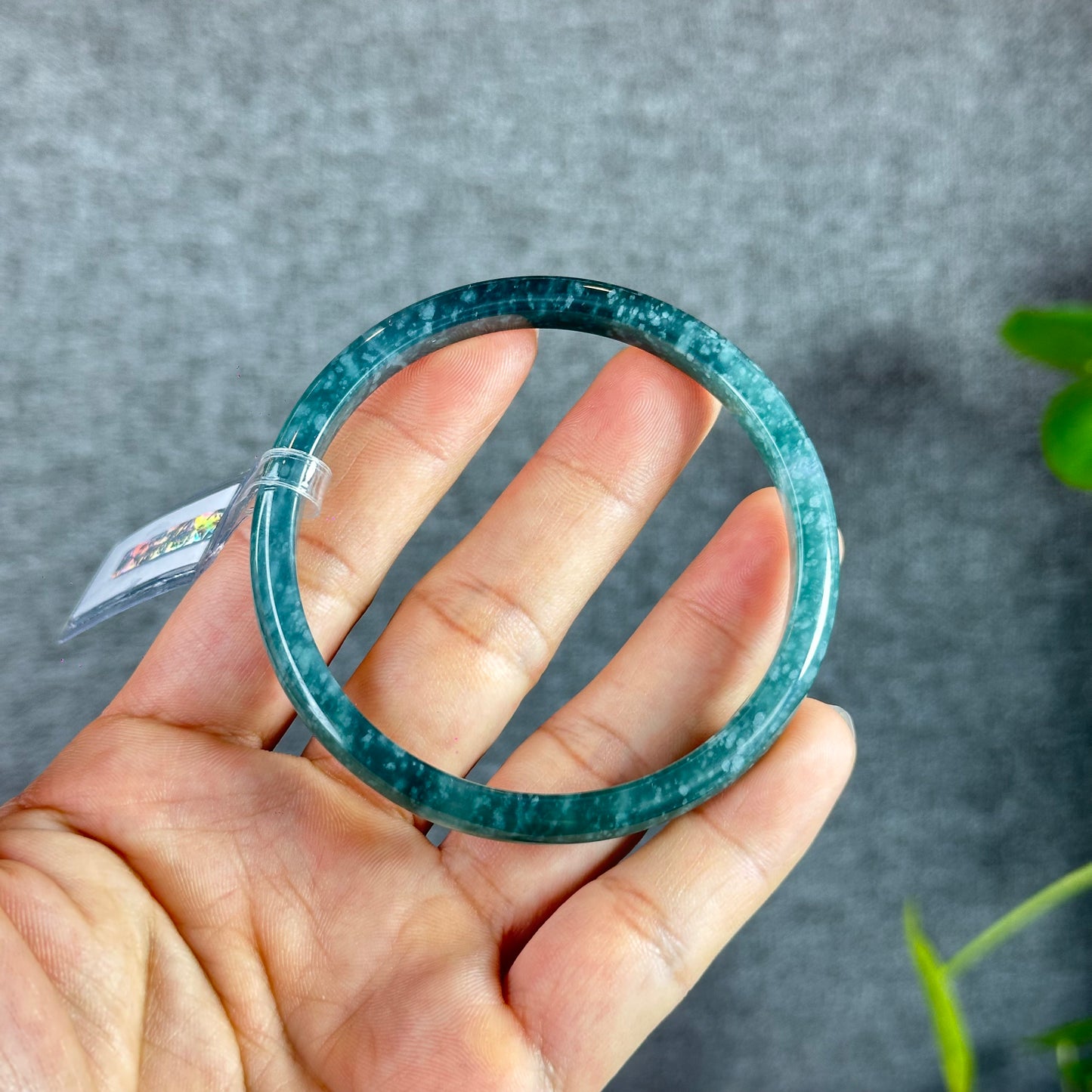 Water Green Jadeite Jade Bangle Thin Leaf Style Size 61 mm