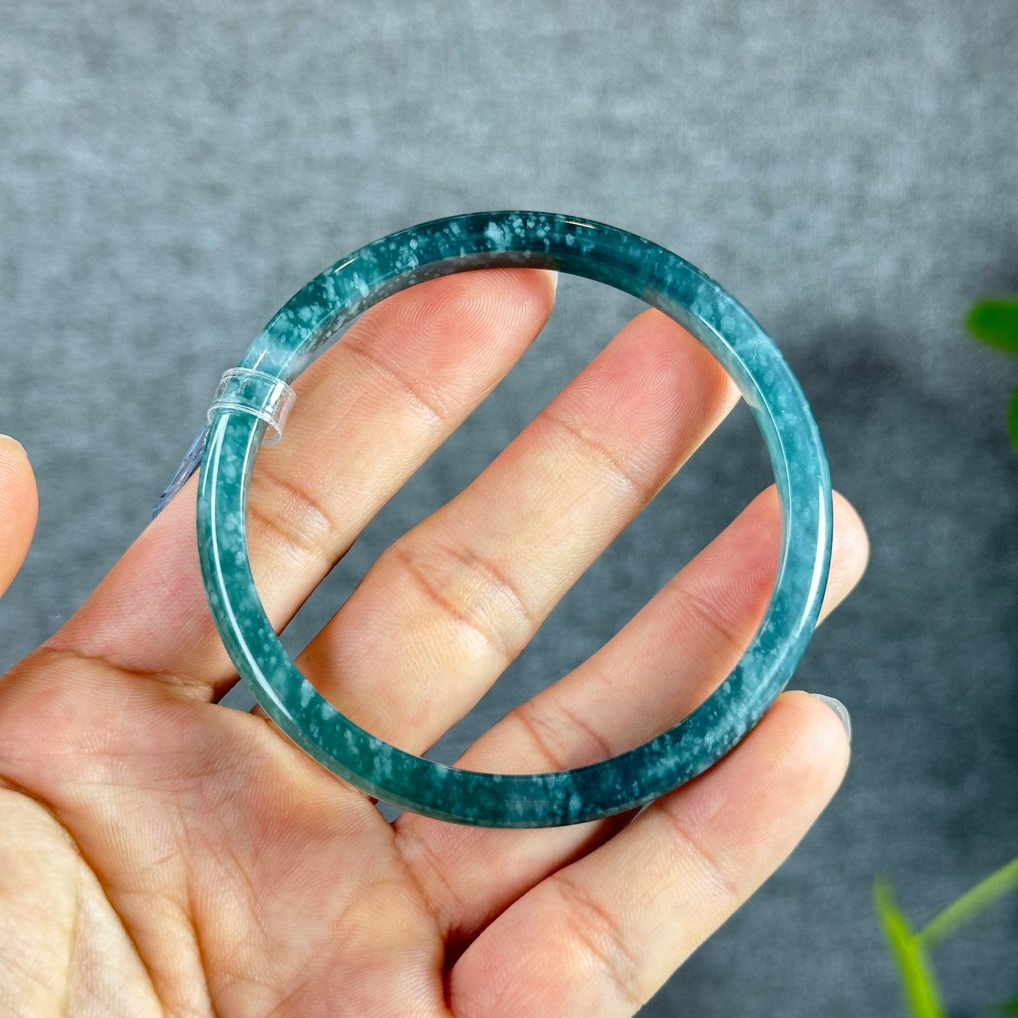 Water Green Jadeite Jade Bangle Thin Leaf Style Size 61 mm