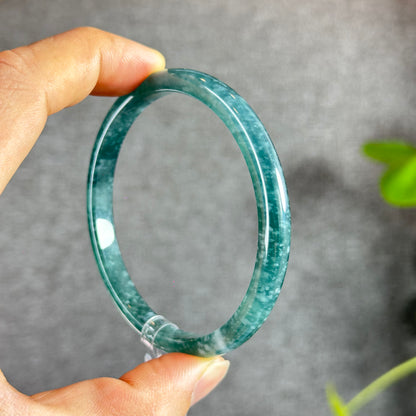 Water Green Jadeite Jade Bangle Thin Leaf Style Size 61 mm