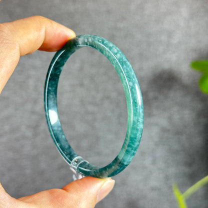 Water Green Jadeite Jade Bangle Thin Leaf Style Size 61 mm