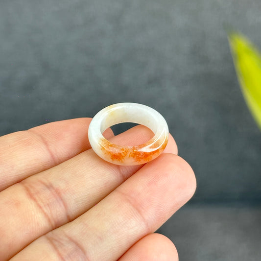 Natural Koi Orange Jadeite Jade Ring Size 1.63