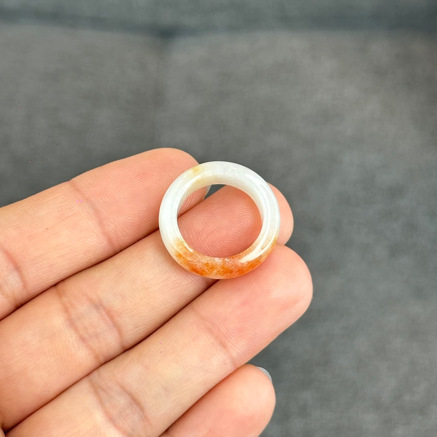 Natural Koi Orange Jadeite Jade Ring Size 1.63