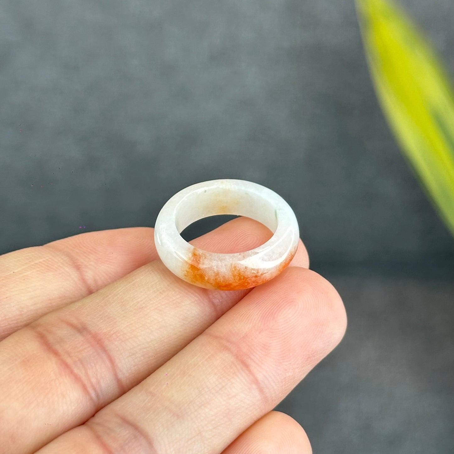 Natural Koi Orange Jadeite Jade Ring Size 1.63