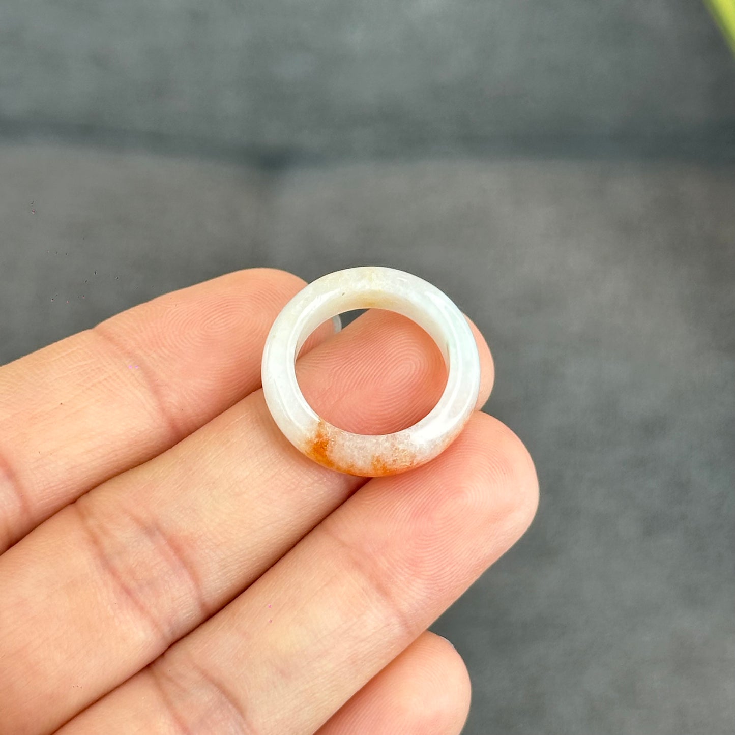Natural Koi Orange Jadeite Jade Ring Size 1.63