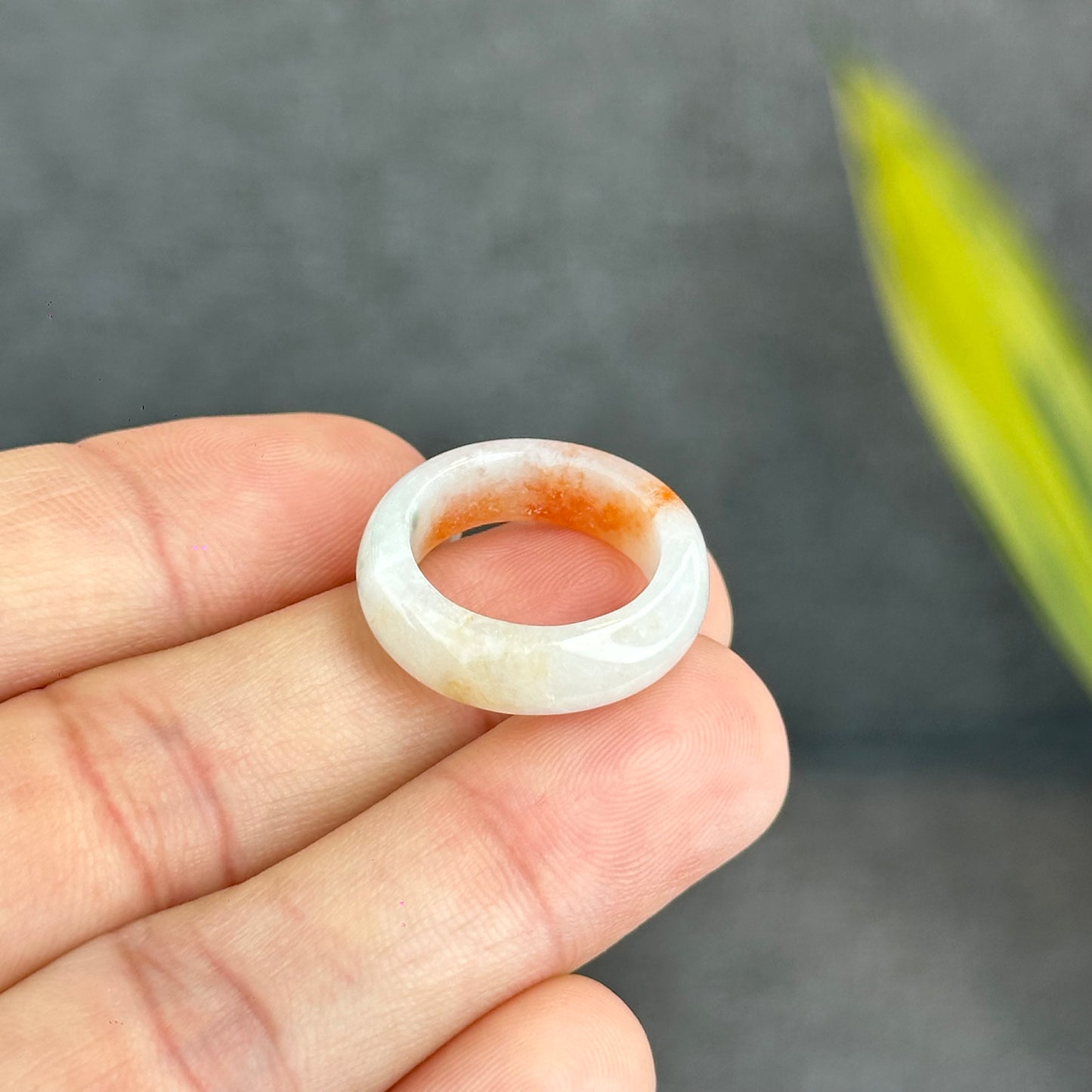 Natural Koi Orange Jadeite Jade Ring Size 1.63