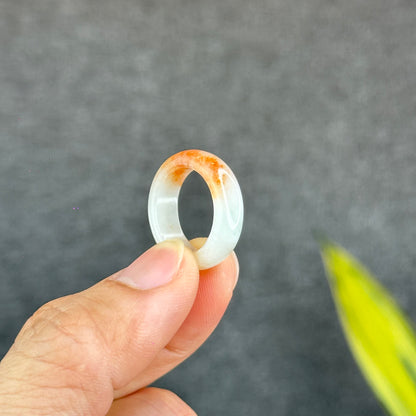 Natural Koi Orange Jadeite Jade Ring Size 1.63