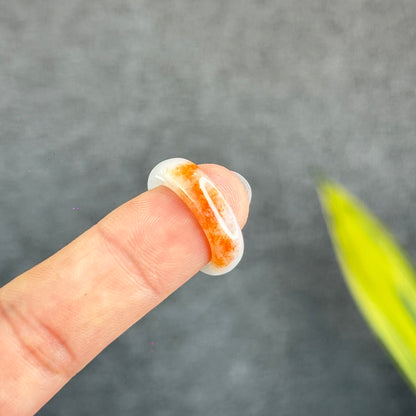Natural Koi Orange Jadeite Jade Ring Size 1.63