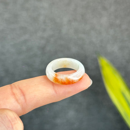 Natural Koi Orange Jadeite Jade Ring Size 1.63