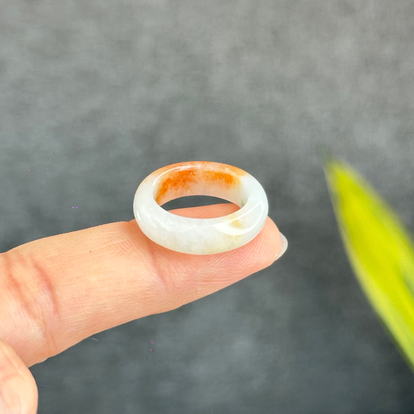 Natural Koi Orange Jadeite Jade Ring Size 1.63