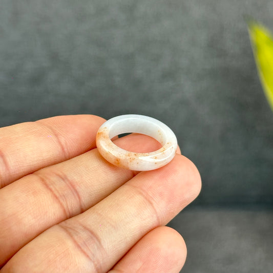 Natural Koi Orange Jadeite Jade Ring Size 1.63