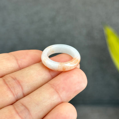 Natural Koi Orange Jadeite Jade Ring Size 1.63