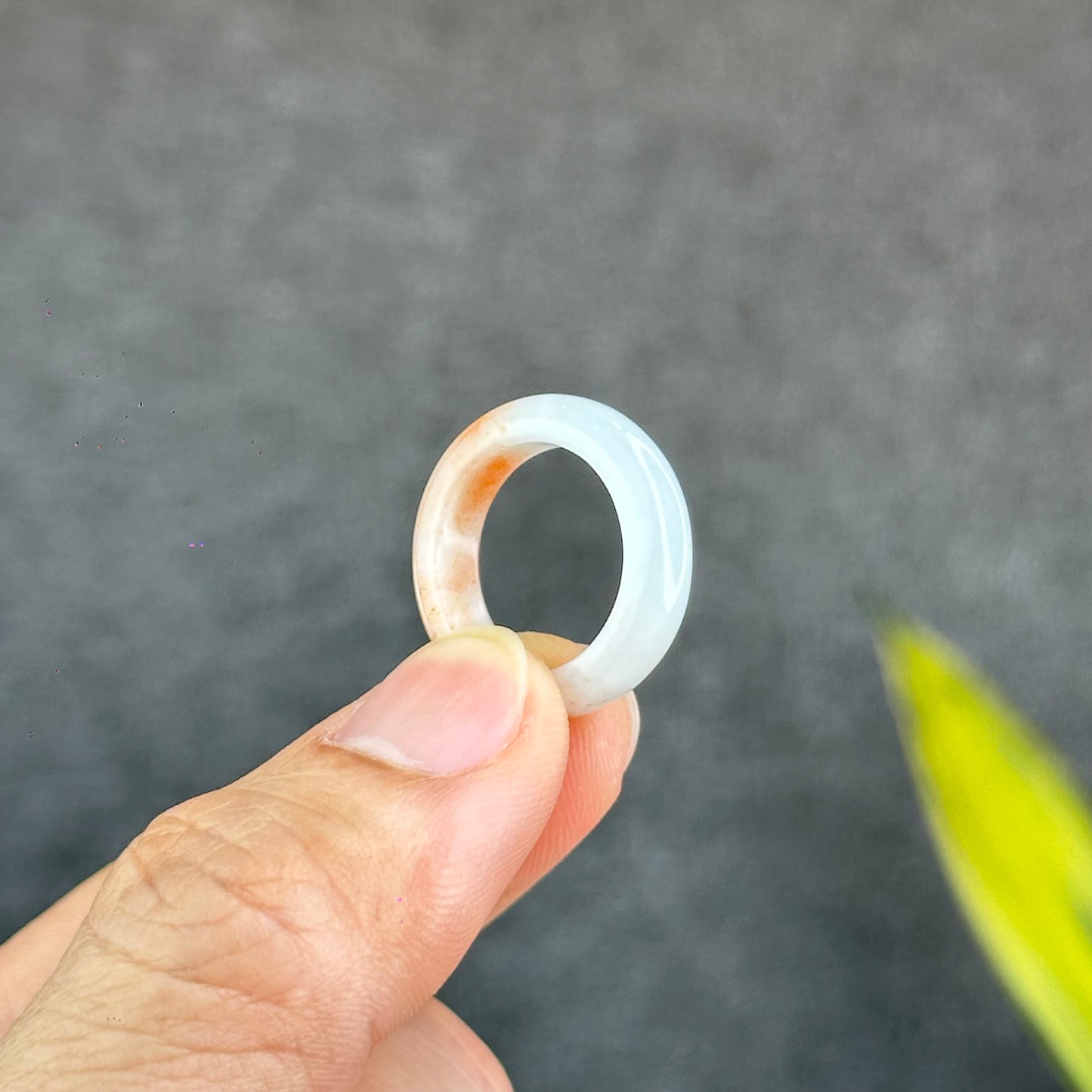 Natural Koi Orange Jadeite Jade Ring Size 1.63
