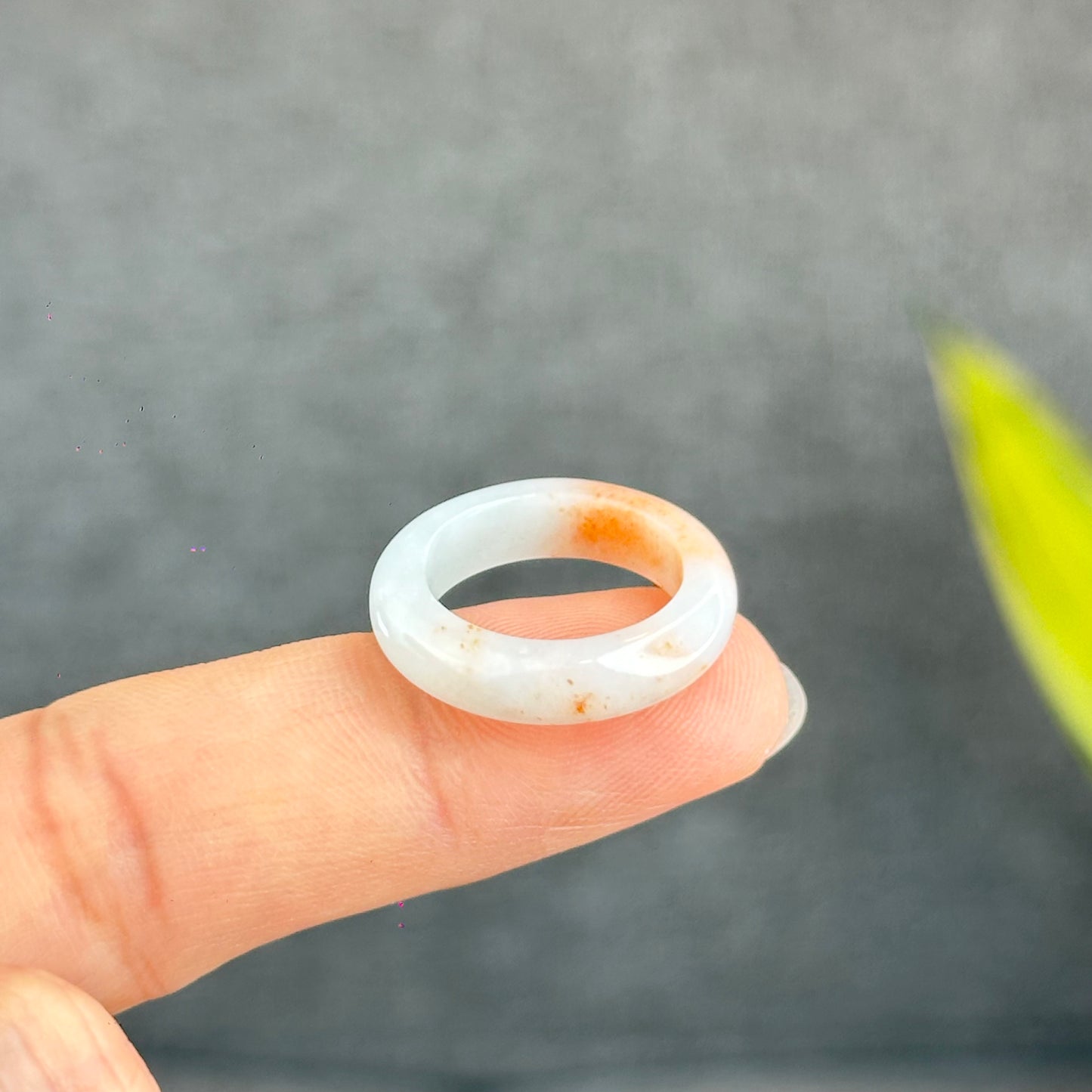 Natural Koi Orange Jadeite Jade Ring Size 1.63