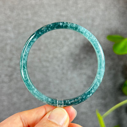 Water Green Jadeite Jade Bangle Thin Leaf Style Size 58.5 mm