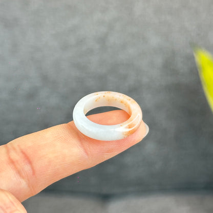 Natural Koi Orange Jadeite Jade Ring Size 1.63