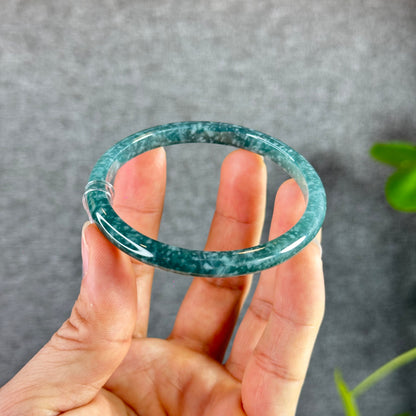 Water Green Jadeite Jade Bangle Thin Leaf Style Size 58.5 mm