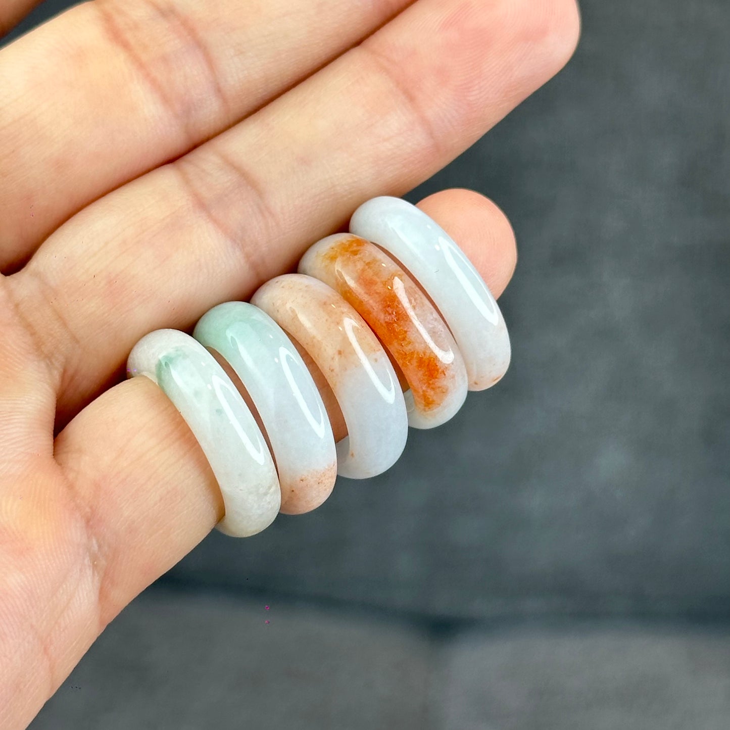 Natural Koi Orange Jadeite Jade Ring Size 1.63