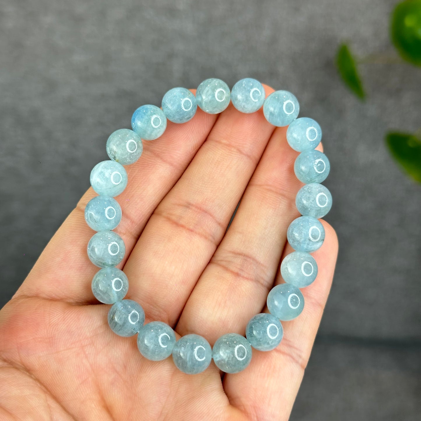Natural Aquamarine Bracelet Size 9.5 mm