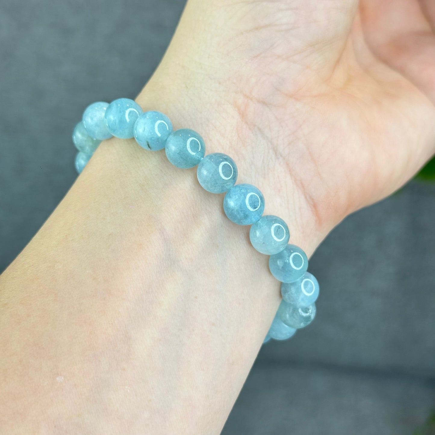 Natural Aquamarine Bracelet Size 9.5 mm