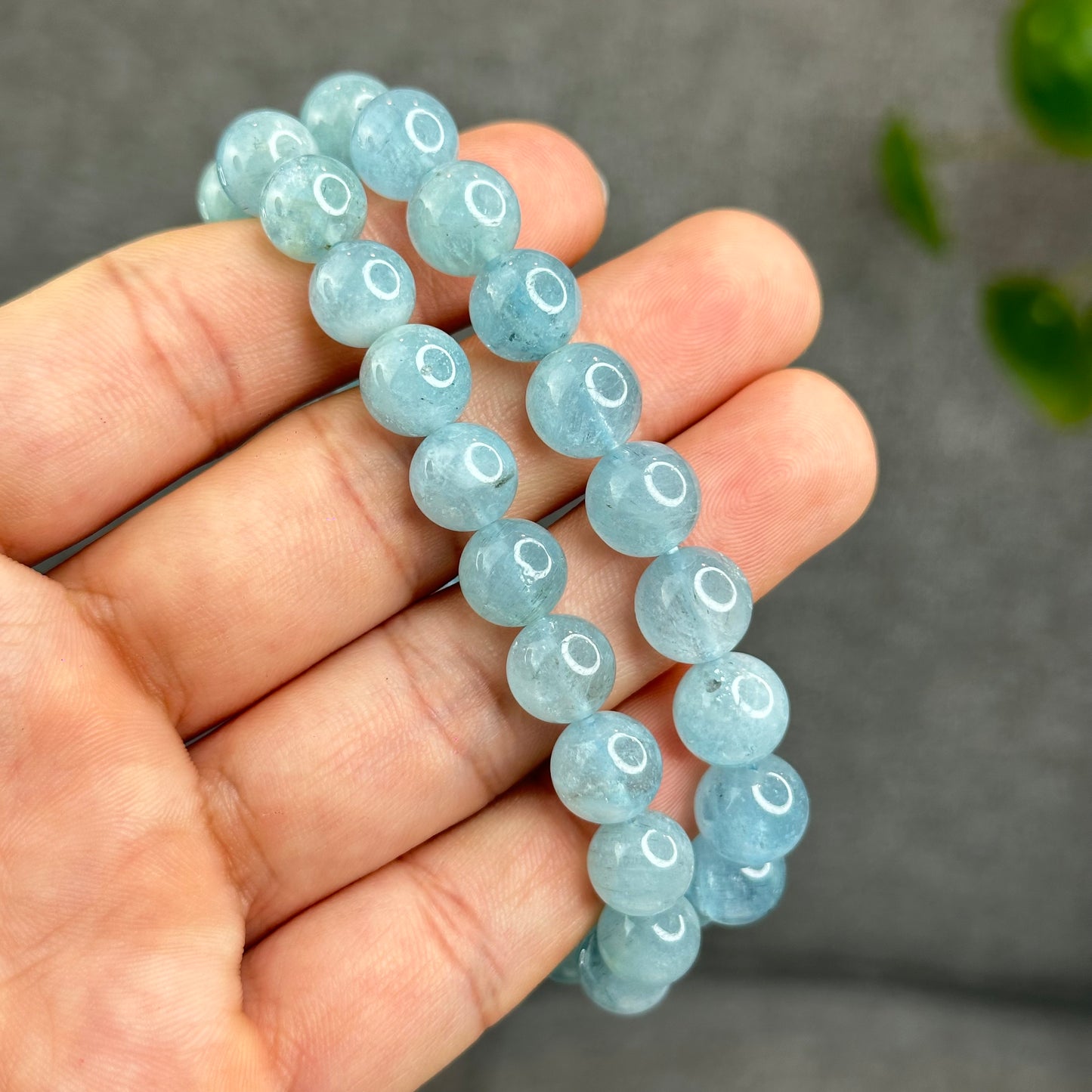 Natural Aquamarine Bracelet Size 9.5 mm