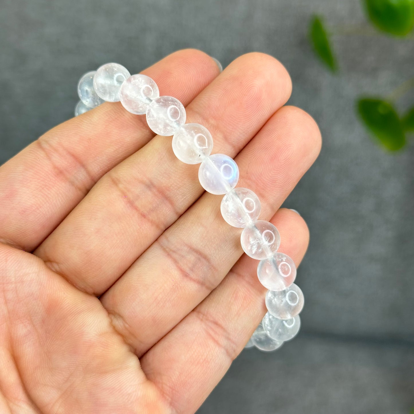 Natural Blue Flash Moonstone Bracelet Size 9 mm