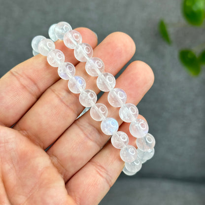 Natural Blue Flash Moonstone Bracelet Size 9 mm