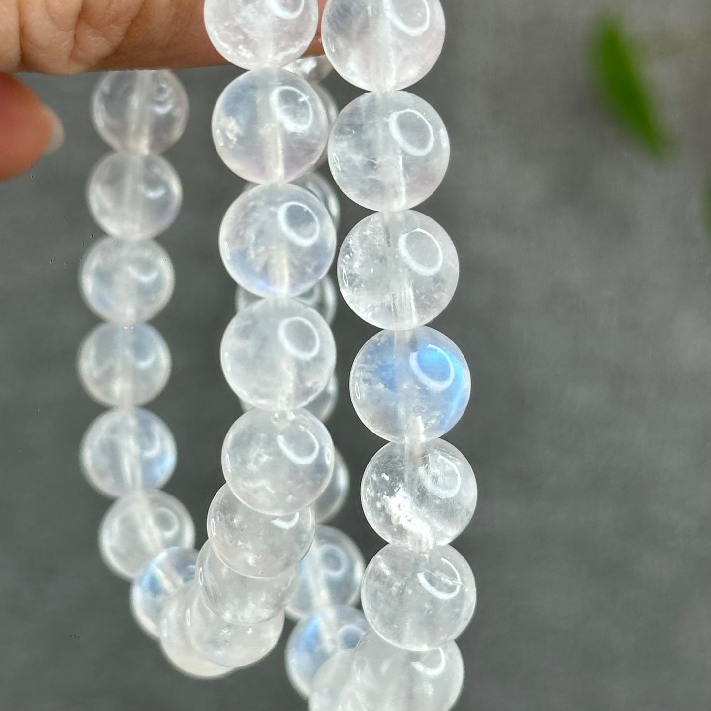 Natural Blue Flash Moonstone Bracelet Size 9 mm