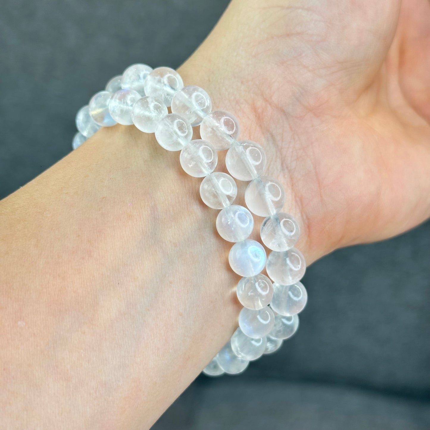 Natural Blue Flash Moonstone Bracelet Size 9 mm