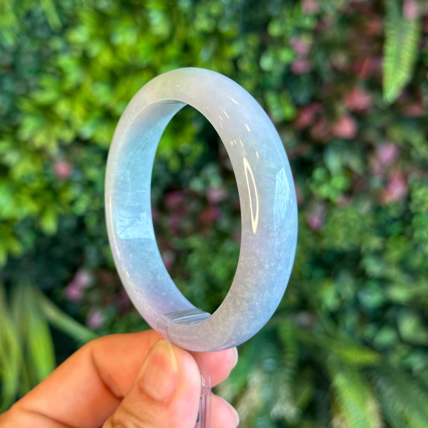 Natural Purple Light Green Jadeite Jade Bangle Leaf Style Size 57 mm