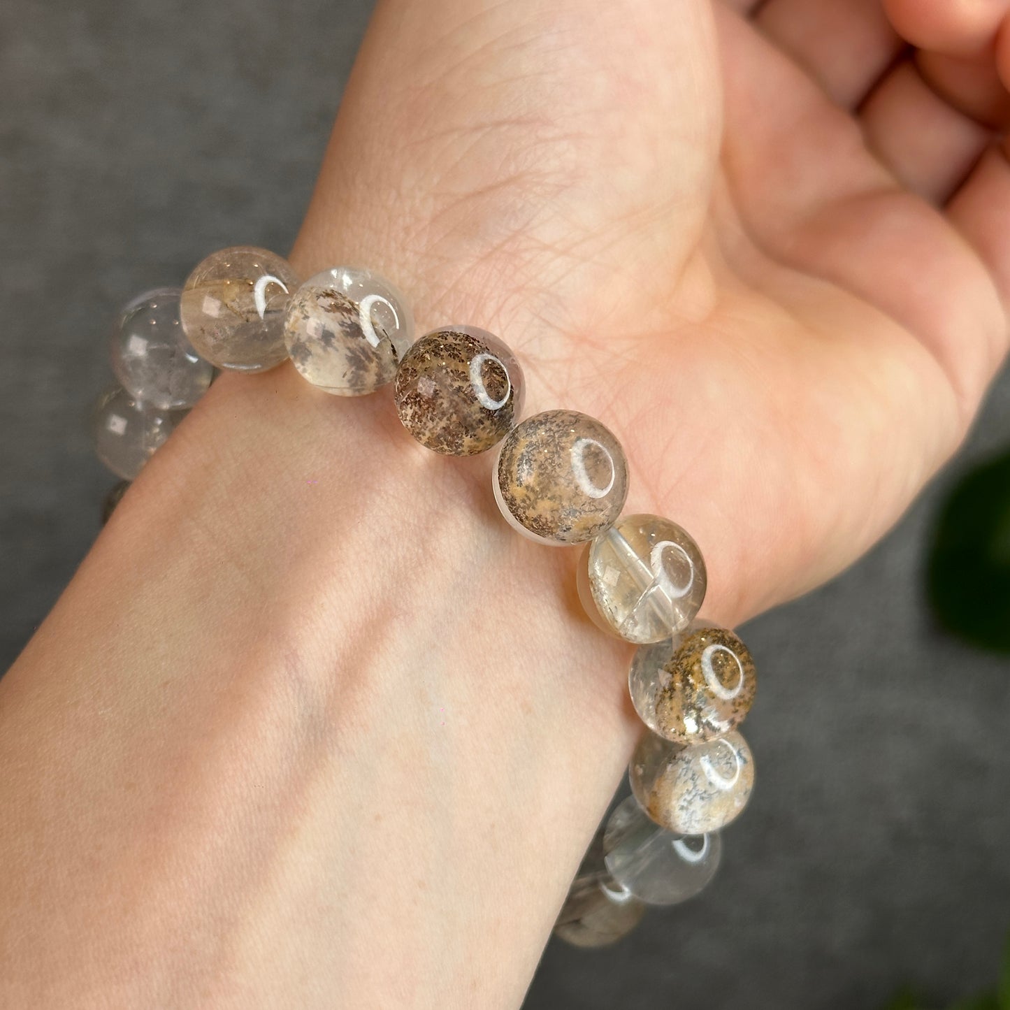 Dendritic Quartz Bracelet Size 12-12.5 mm