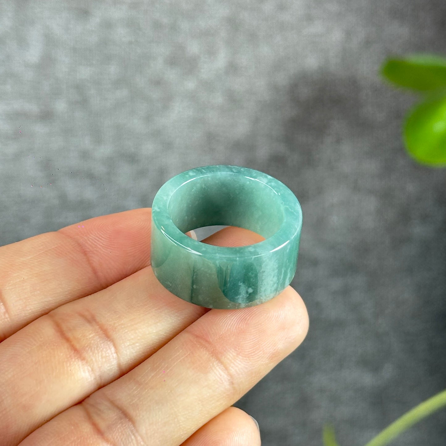 Water Green Natural Jadeite Jade Ring Size 2.1