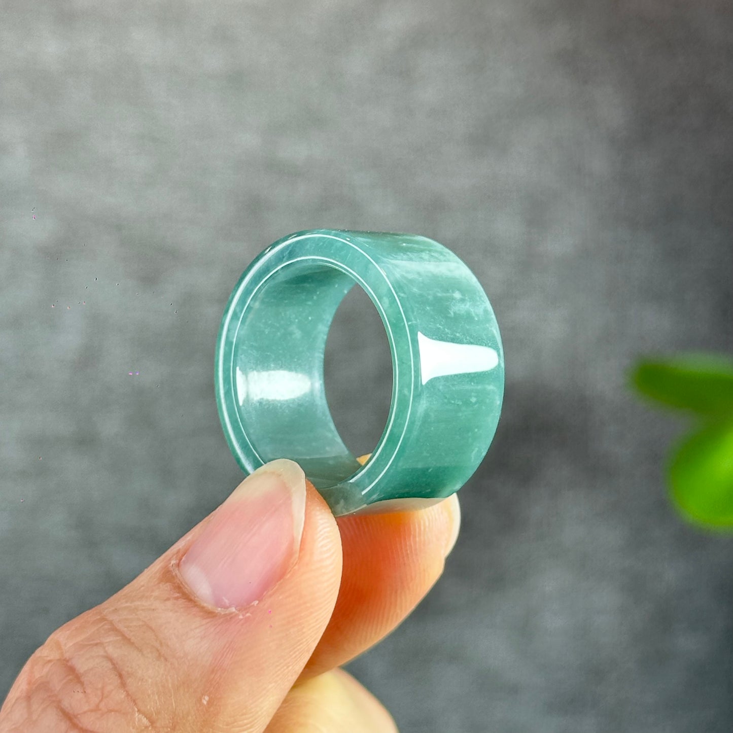 Water Green Natural Jadeite Jade Ring Size 2.1