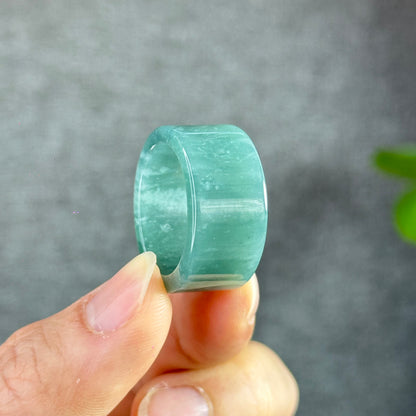 Water Green Natural Jadeite Jade Ring Size 2.1