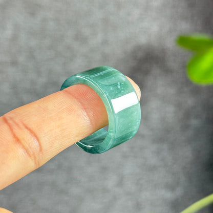 Water Green Natural Jadeite Jade Ring Size 2.1