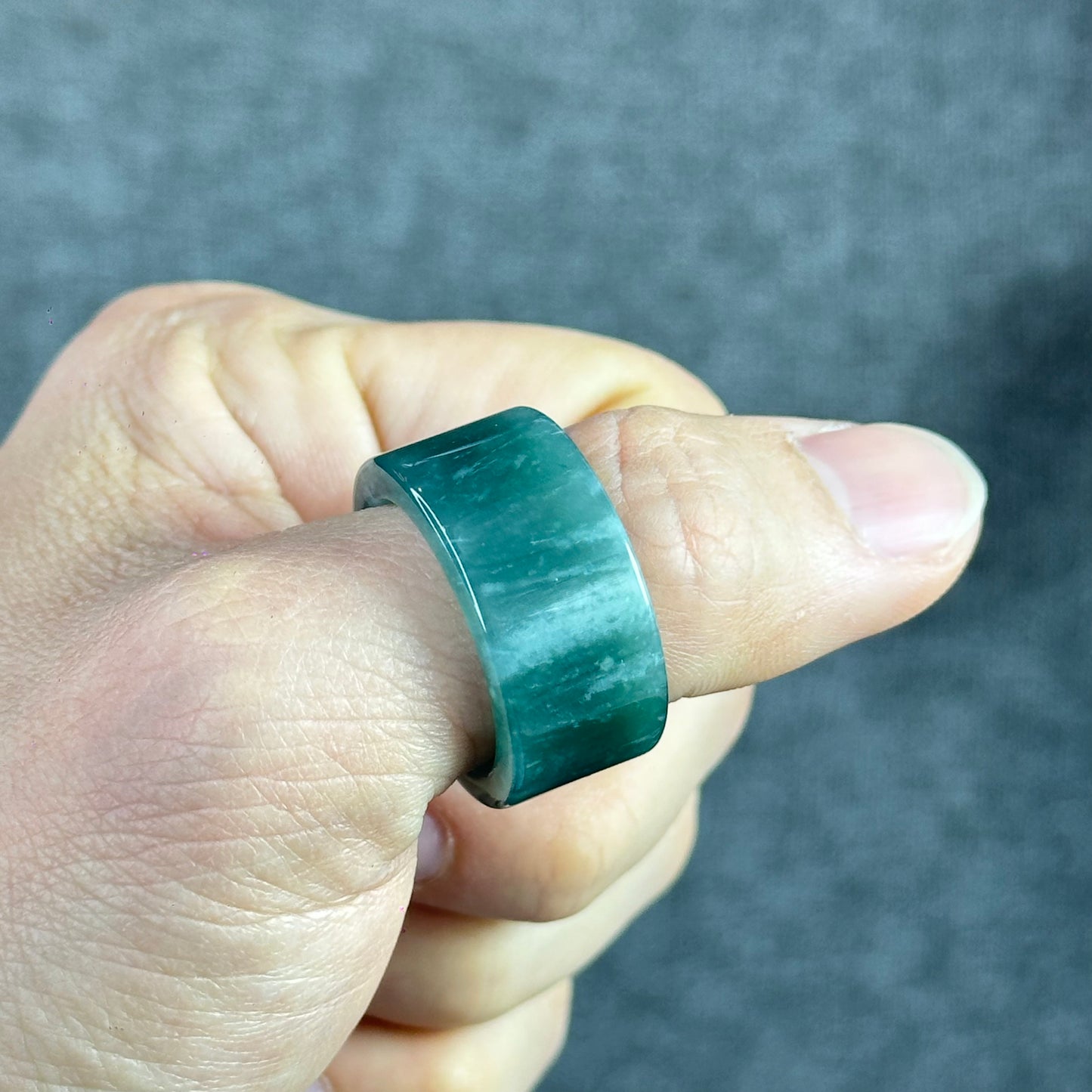 Water Green Natural Jadeite Jade Ring Size 2.1