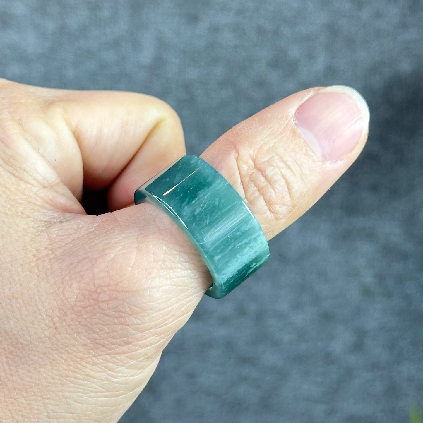 Water Green Natural Jadeite Jade Ring Size 2.1