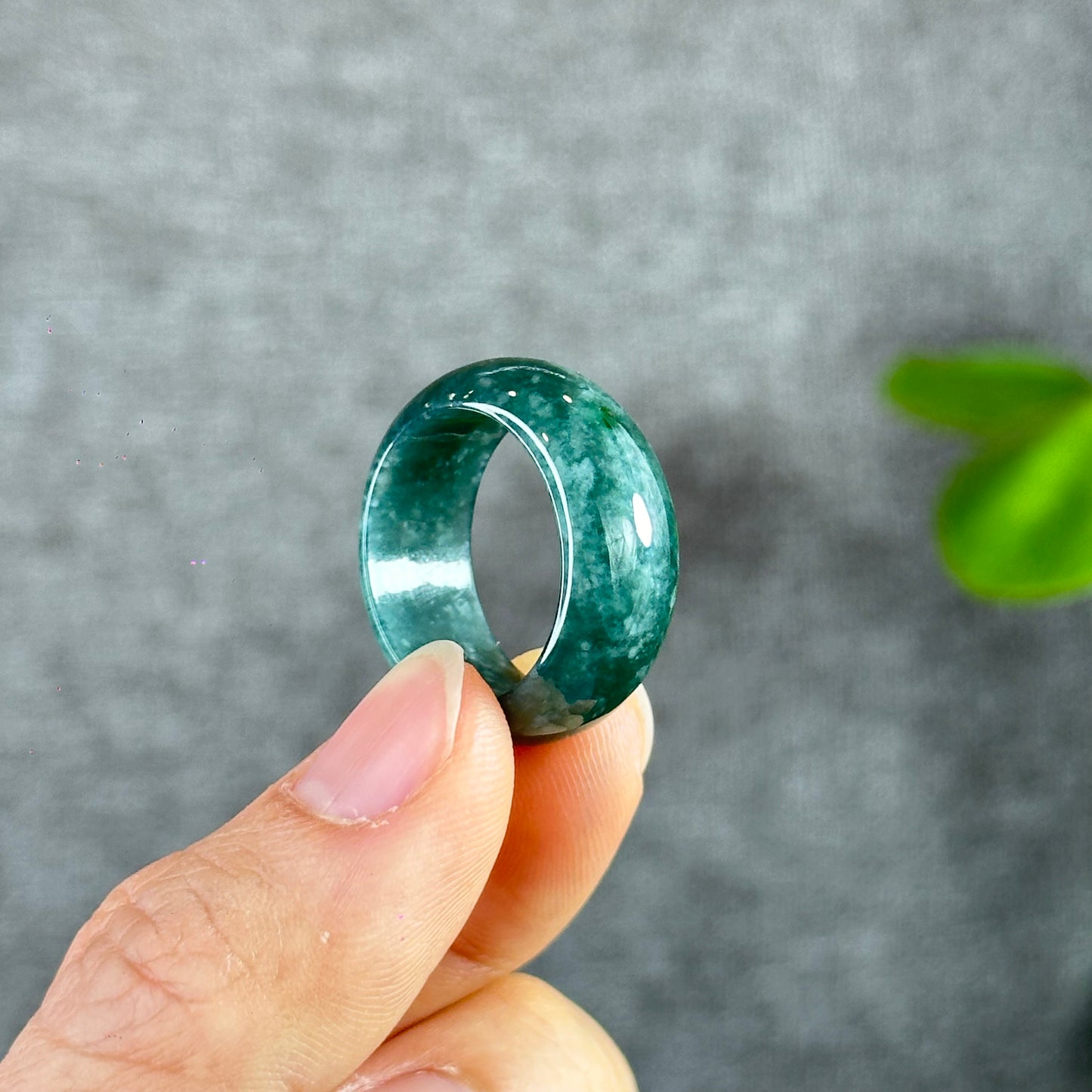 Water Green Natural Jadeite Jade Ring Size 2.05