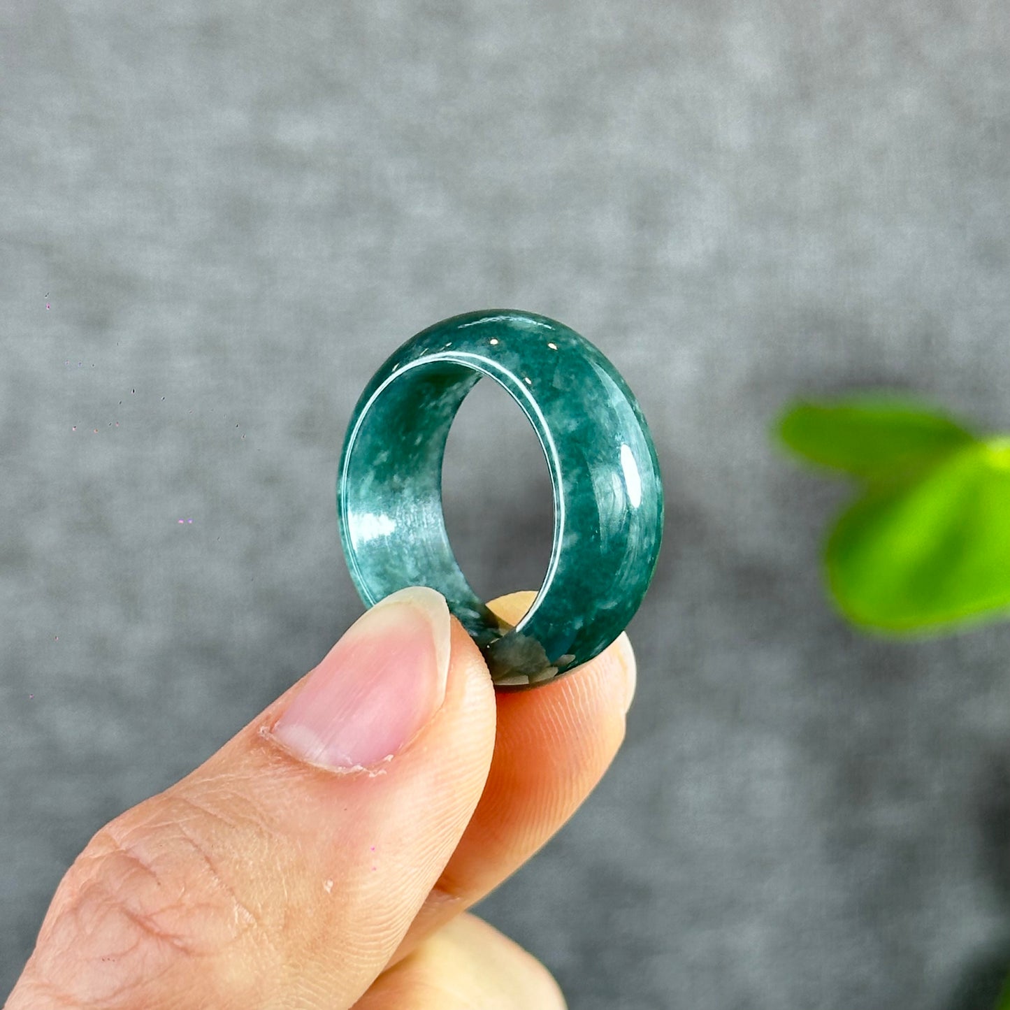 Water Green Natural Jadeite Jade Ring Size 2.05