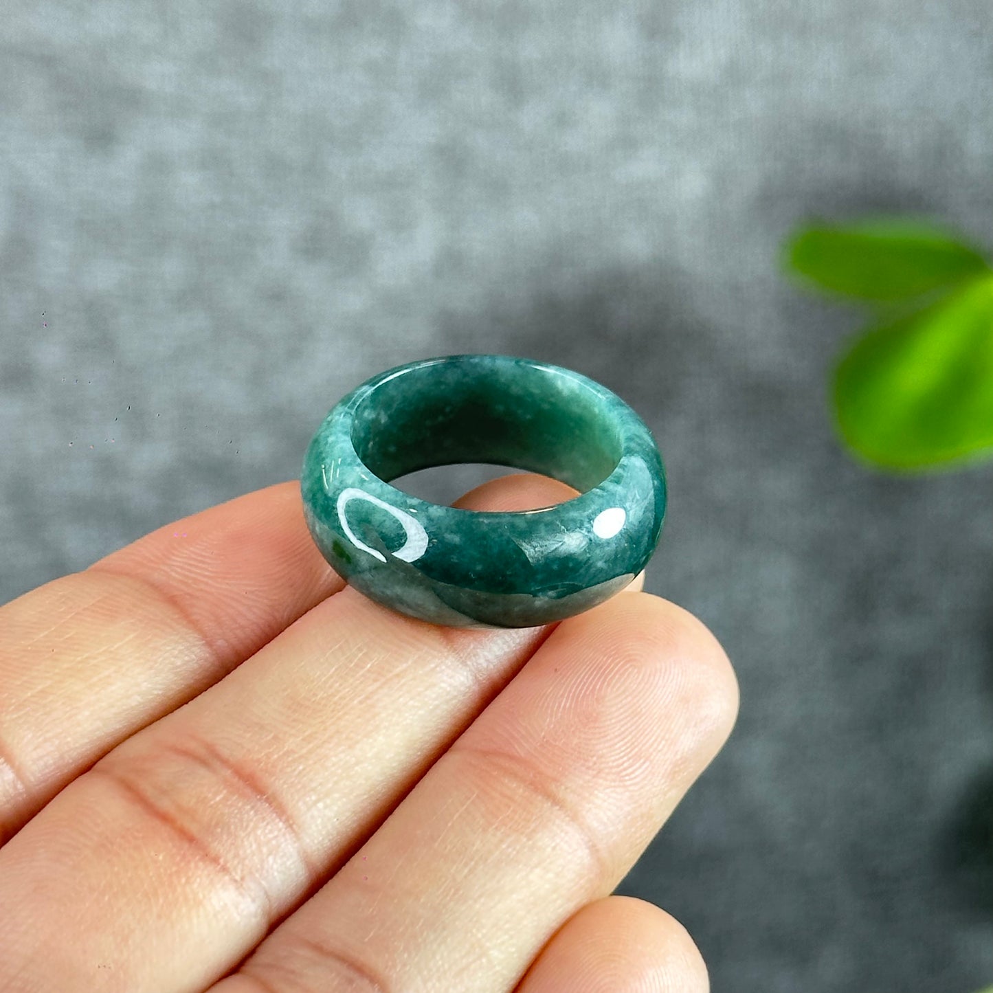 Water Green Natural Jadeite Jade Ring Size 2.05