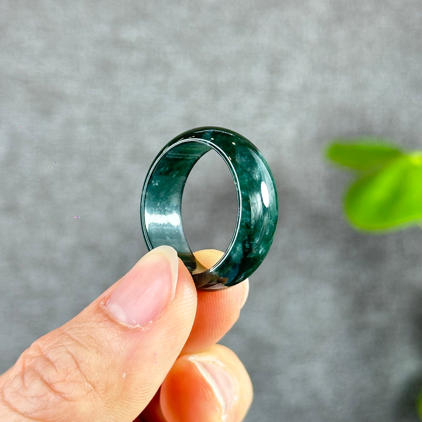 Water Green Natural Jadeite Jade Ring Size 2.2