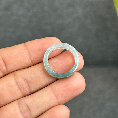 Natural Floating Floral Moss Green Translucent Jadeite Jade VIP Ring Square Style Size 1.8