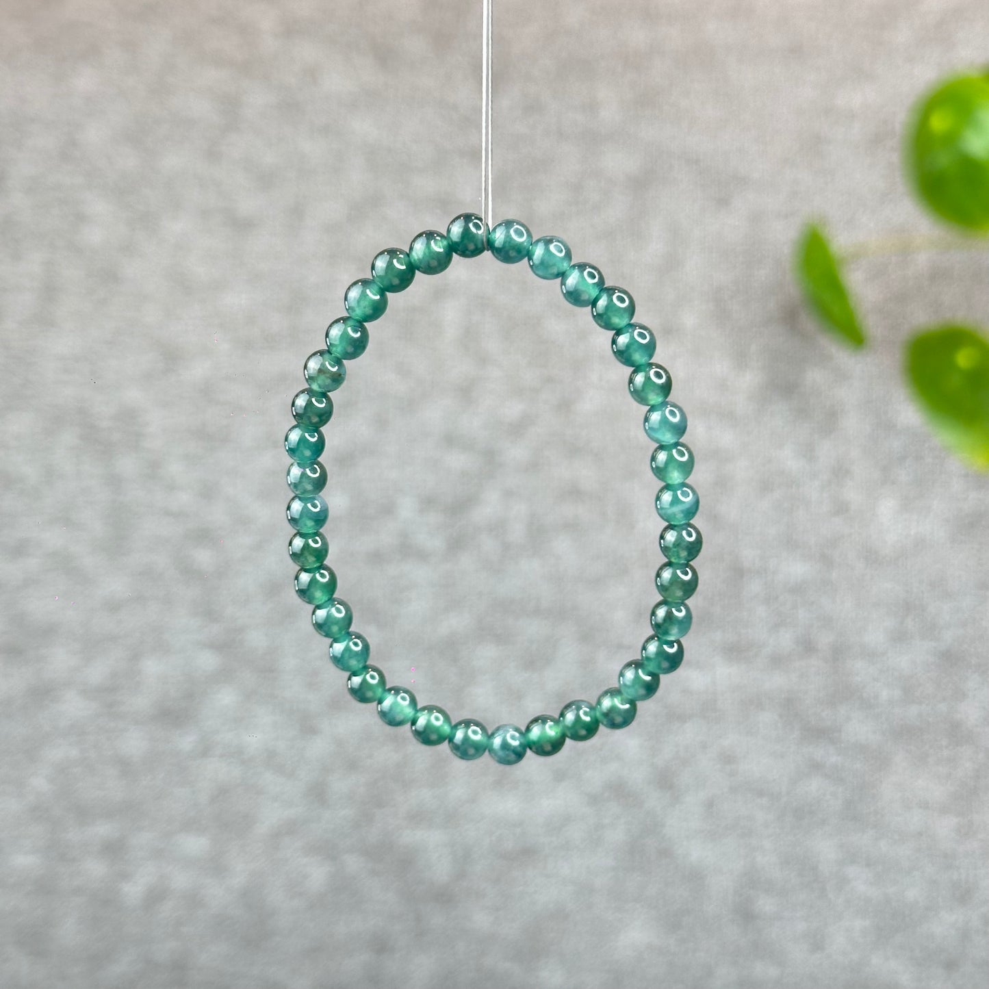 Natural Semi-Translucent Blue Water Jadeite Jade Bracelet Size 5 mm