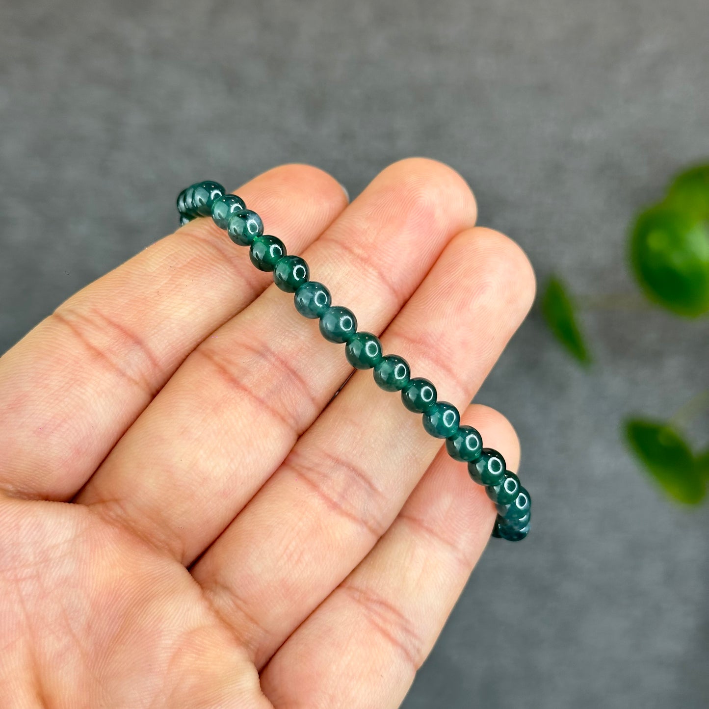 Natural Semi-Translucent Blue Water Jadeite Jade Bracelet Size 5 mm