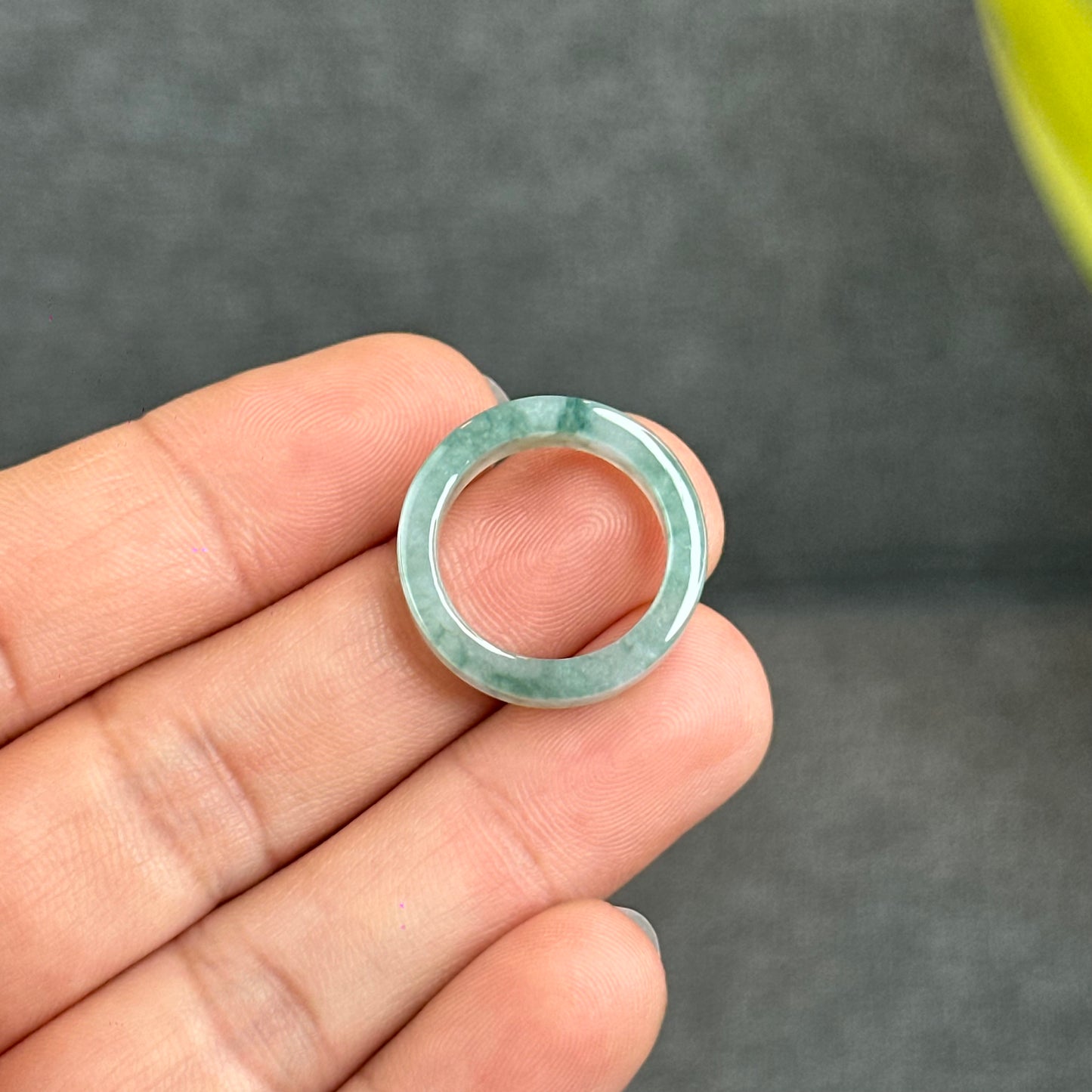 Natural Floating Floral Moss Green Translucent Jadeite Jade VIP Ring Square Style Size 1.65