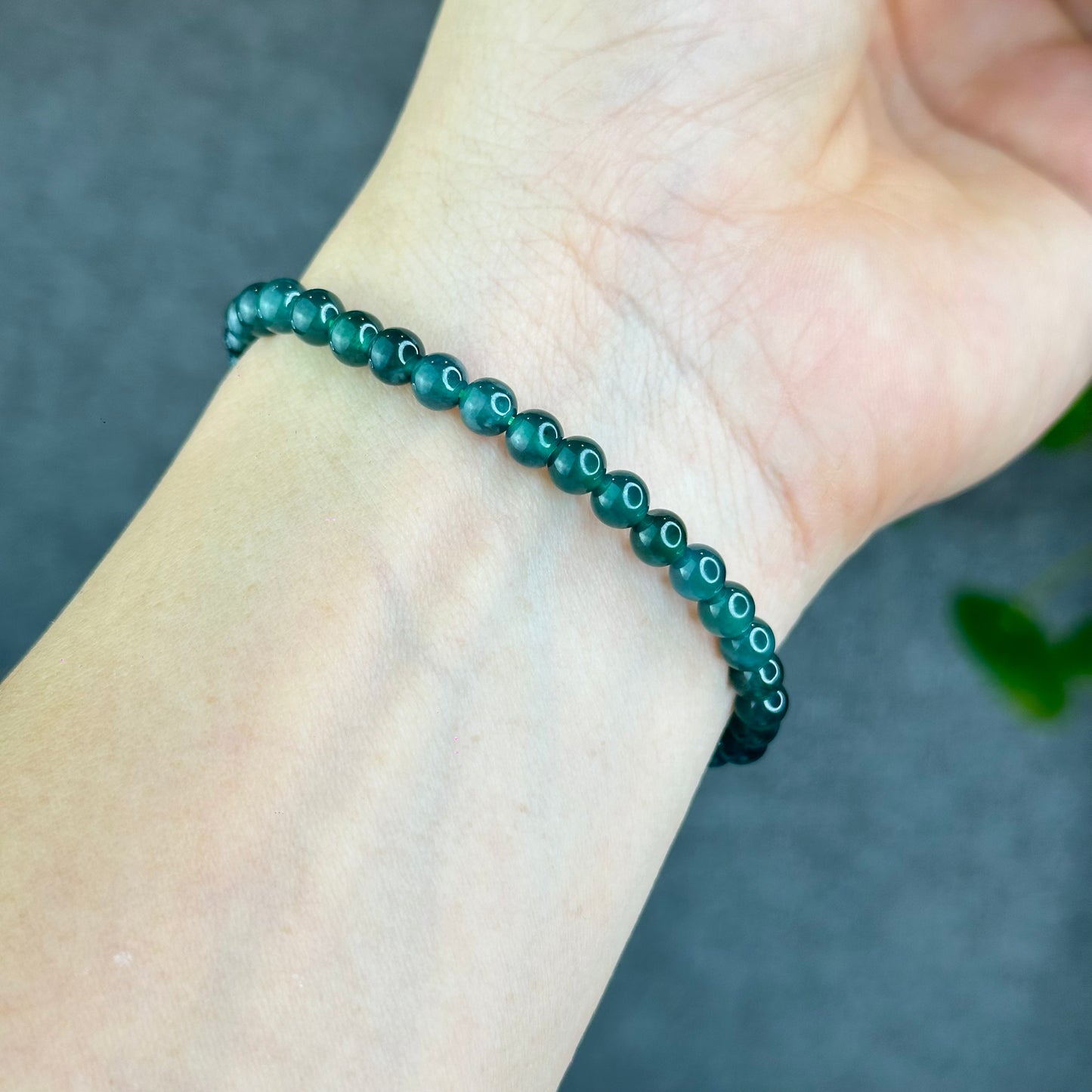 Natural Semi-Translucent Blue Water Jadeite Jade Bracelet Size 5 mm
