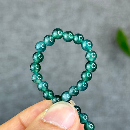 Natural Semi-Translucent Blue Water Jadeite Jade Bracelet Size 5 mm