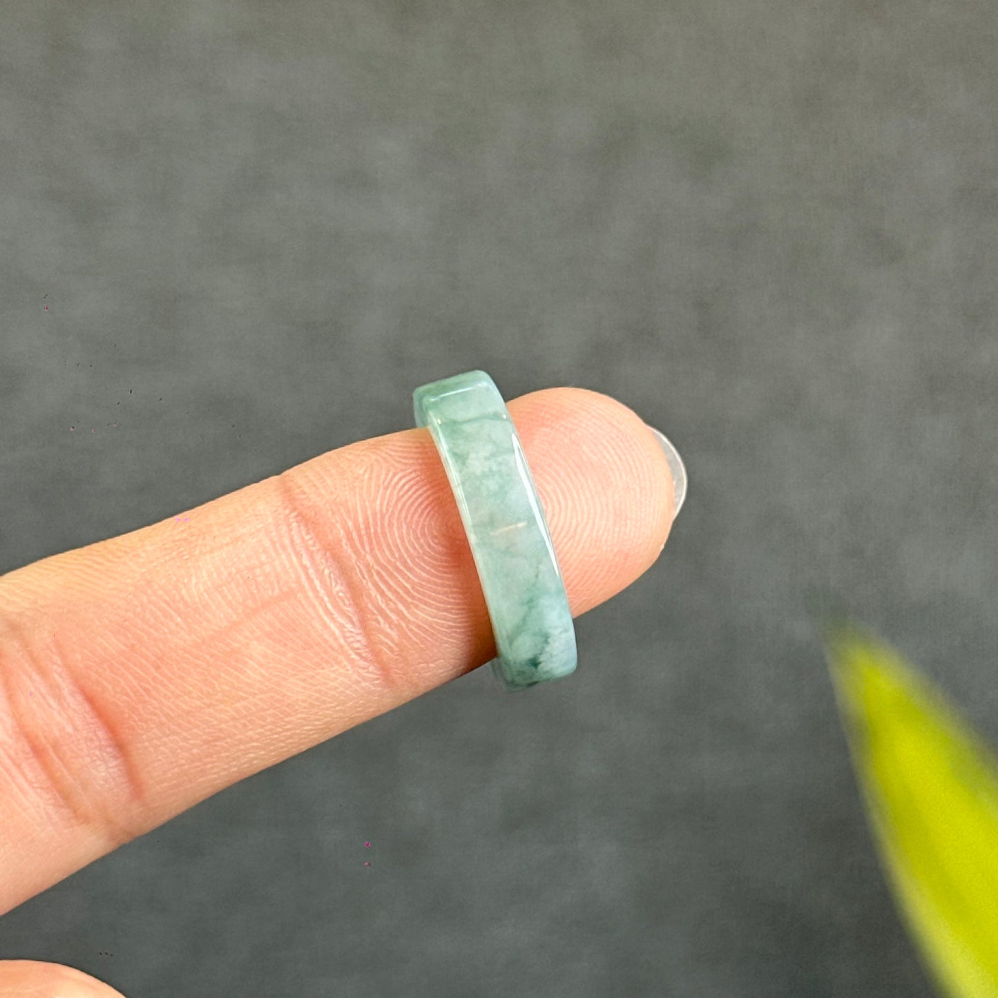 Natural Floating Floral Moss Green Translucent Jadeite Jade VIP Ring Square Style Size 1.65