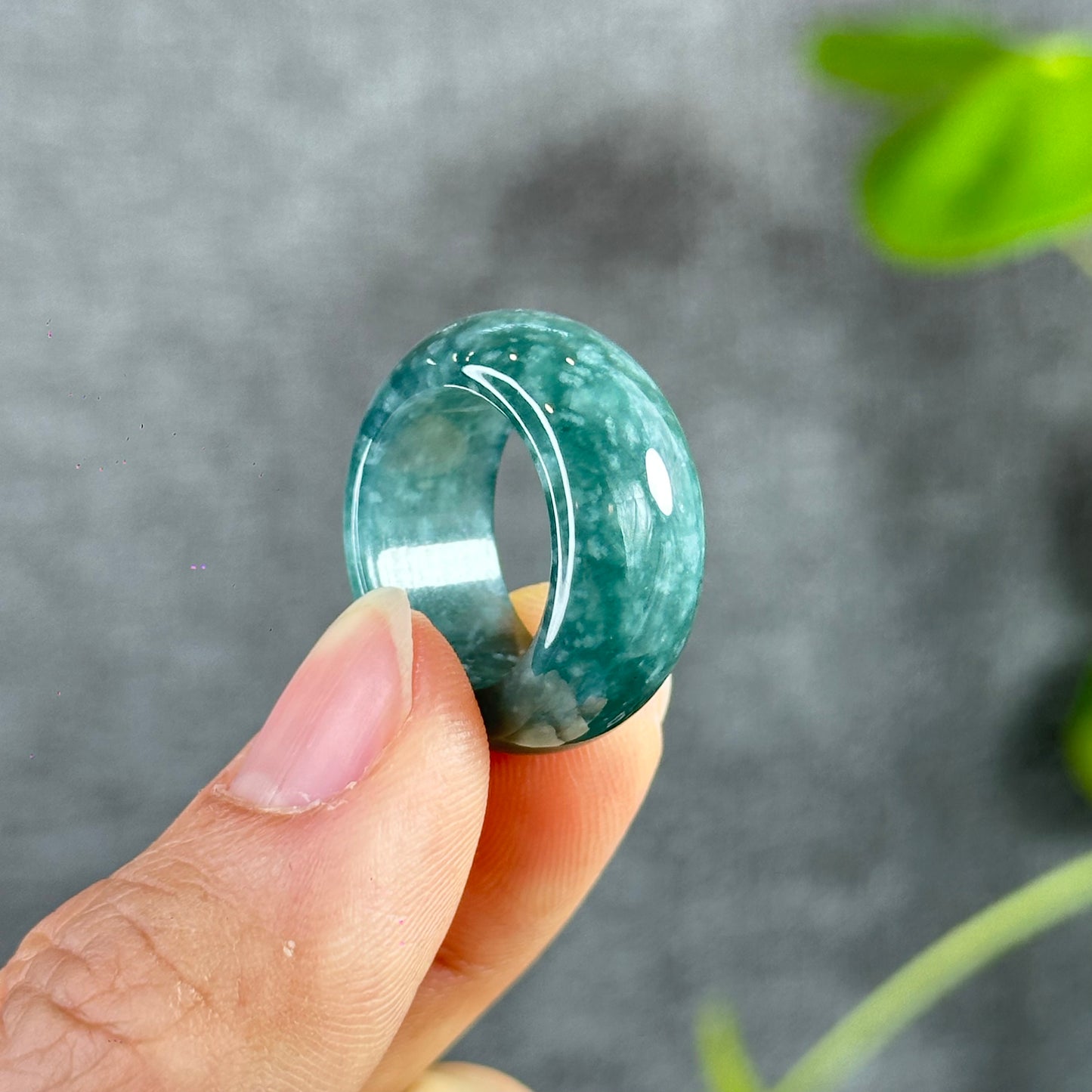 Water Green Natural Jadeite Jade Ring Size 1.7